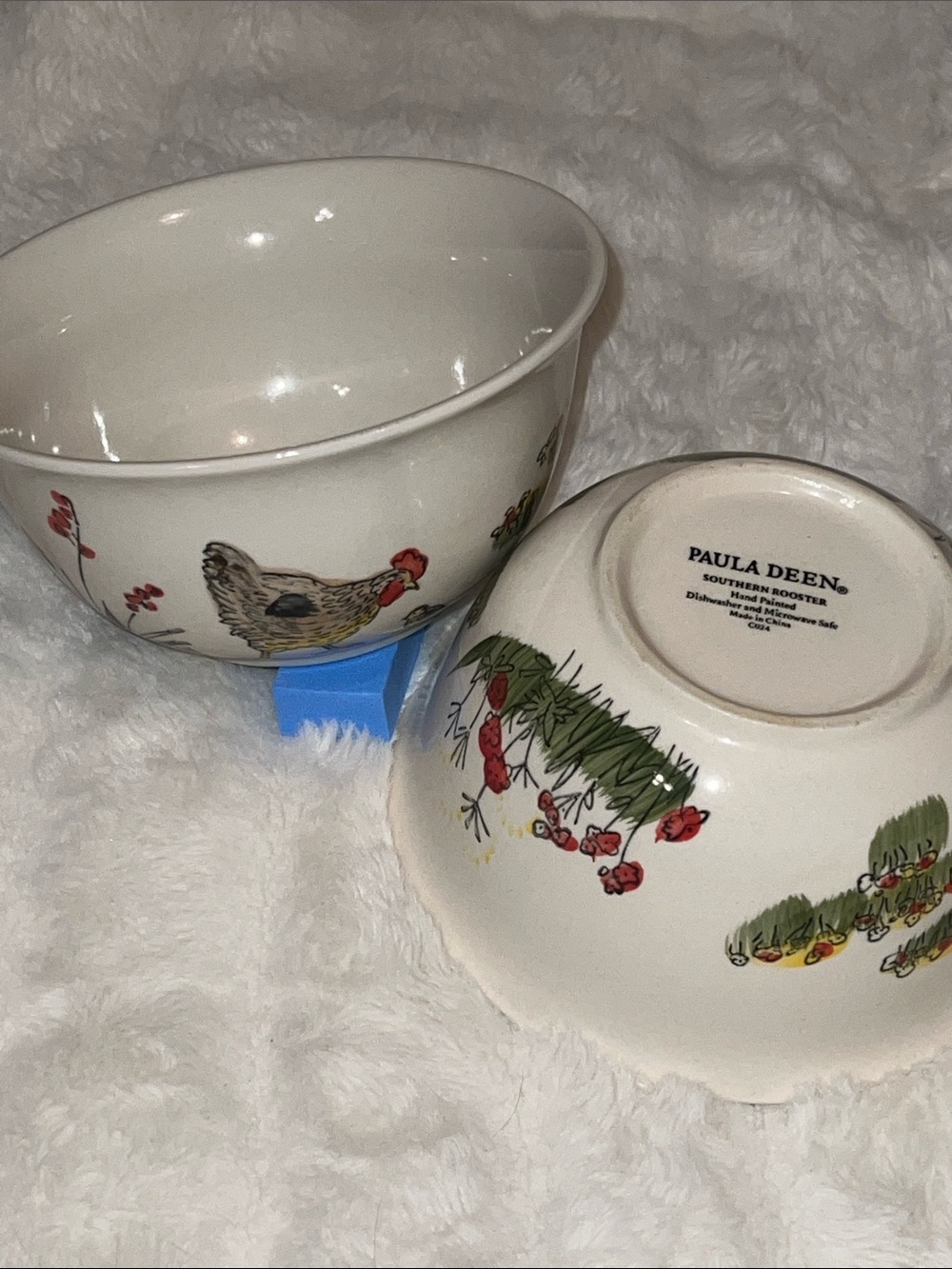 Paula Deen Southern Rooster Bowls Set of 2 Discontinued C024
